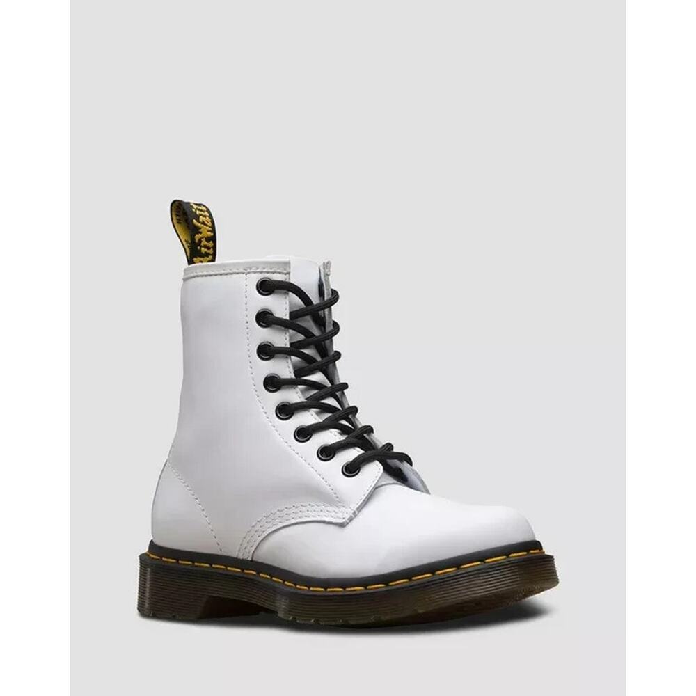 NIB Dr. Martens 1460 Softy T US 10 White Leather Combat Boots Block Heel $170